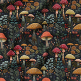 Fairy Mushrooms - IMPERFECT PRINTING - Organic Cotton/Spandex Euro Knit Jersey