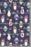 Peguins - Dark Blue - Organic Cotton/Spandex FRENCH TERRY