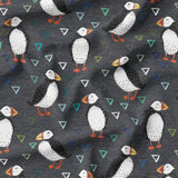 Puffins - Dark Grey - Organic Cotton/Spandex Euro Knit Jersey