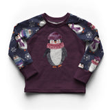 Peguins - Dark Blue - Organic Cotton/Spandex FRENCH TERRY