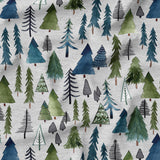 WATERCOLOR FOREST - FOG - Organic Cotton/Spandex Euro Knit Jersey