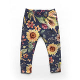 Sunflowers - Dark Blue - Organic Cotton/Spandex Euro Knit Jersey