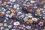 Muted Floral - Dark Blue - Organic Cotton/Spandex Euro Knit Jersey