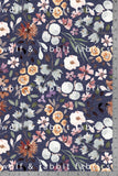 Muted Floral - Dark Blue - Organic Cotton/Spandex Euro Knit Jersey