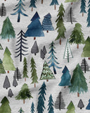 WATERCOLOR FOREST - FOG - Organic Cotton/Spandex Euro Knit Jersey