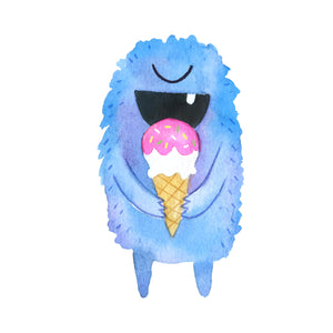 Blue Ice Cream Monster - DTF Transfer/Iron On or Heat Press