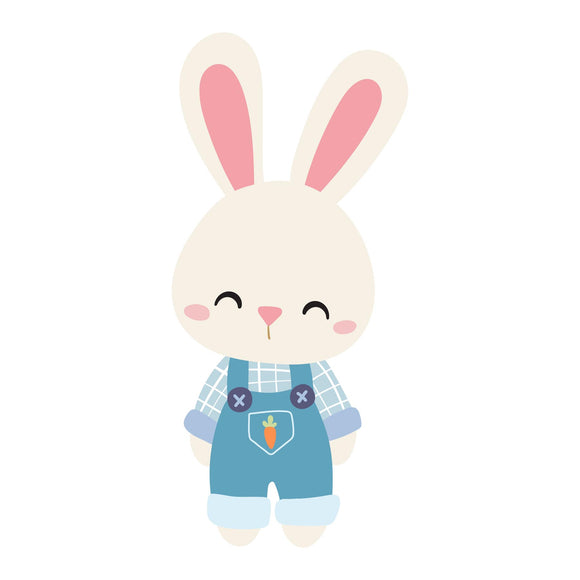 Bunny - Blue Overalls - DTF Transfer/Iron On or Heat Press