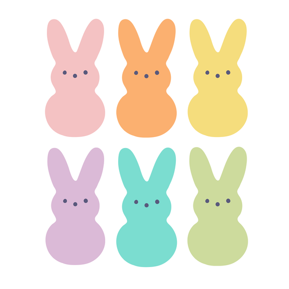 Rainbow Bunny Peep Set - DTF Transfer/Iron On or Heat Press