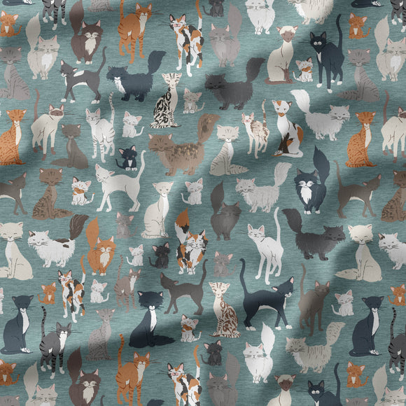 Cats - Ocean - Organic Cotton/Spandex FRENCH TERRY