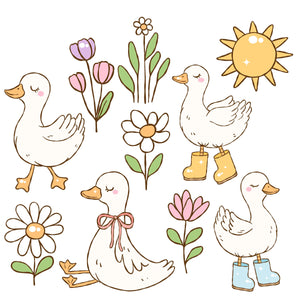 Ducks & Flowers Set - DTF Transfer/Iron On or Heat Press