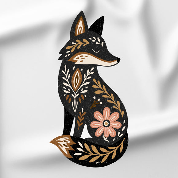 Folk Art Fox - DTF Transfer/Iron On or Heat Press