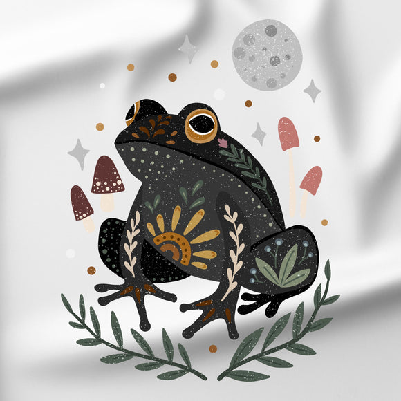 Folk Frog & Moon - DTF Transfer/Iron On or Heat Press