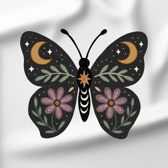Folk Art Moth - DTF Transfer/Iron On or Heat Press