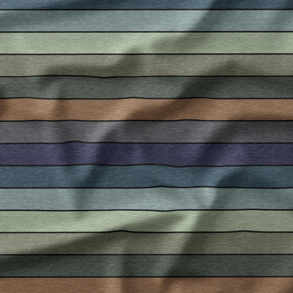 Heathered Forest Stripe - Organic Cotton/Spandex Euro Knit Jersey