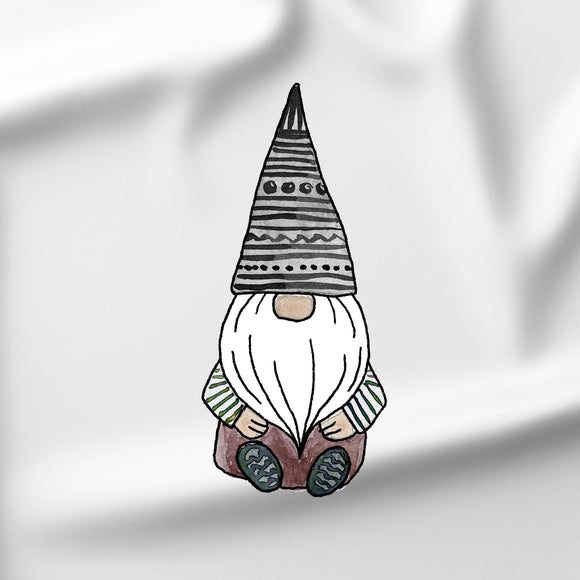 Gnome - Grey Hat DTF Transfer/Iron On or Heat Press