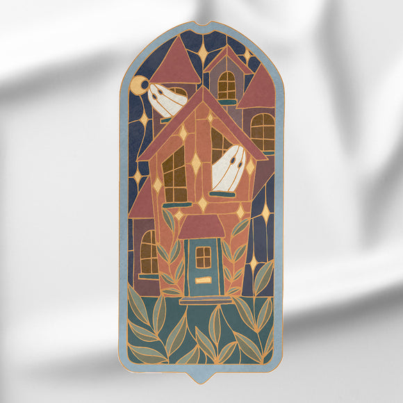 Stained Glass Haunted House - DTF Transfer/Iron On or Heat Press