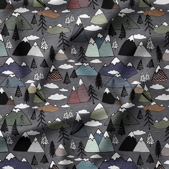 Heathered Mountains - Organic Cotton/Spandex Euro Knit Jersey
