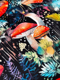 Inky Mushrooms - IMPERFECT PRINTING - Organic Cotton/Spandex Euro Knit Jersey