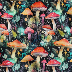 Inky Mushrooms - Organic Cotton/Spandex Euro Knit Jersey