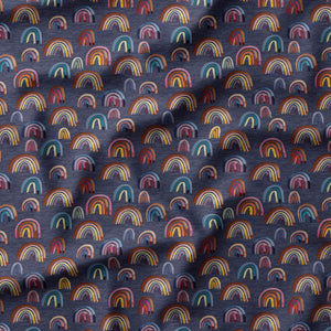 Jewel Tone Rainbows - Navy - Organic Cotton/Spandex Euro Knit Jersey
