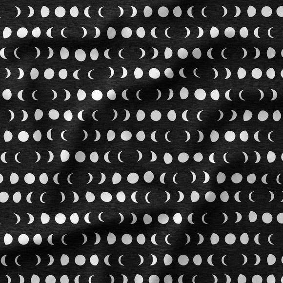 Moon Phases - Heathered Black - Organic Cotton/Spandex Euro Knit Jersey