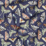 Moths - Dark Blue - Organic Cotton/Spandex Euro Knit Jersey