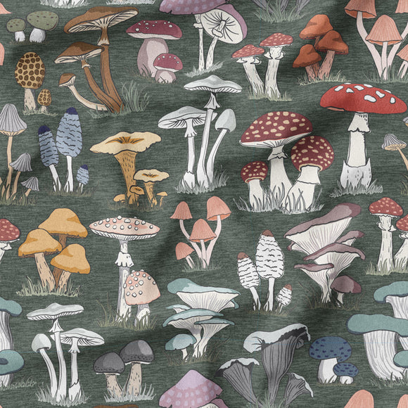 Mushroom Study - Leaf - Organic Cotton/Spandex Euro Knit Jersey