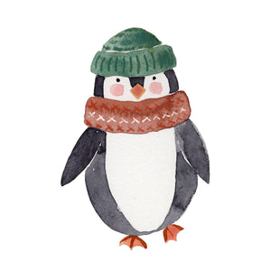 Penguin - Green Hat - DTF Transfer/Iron On or Heat Press