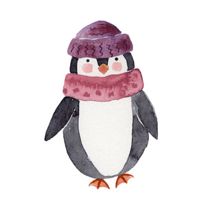 Penguin - Purple Hat - DTF Transfer/Iron On or Heat Press