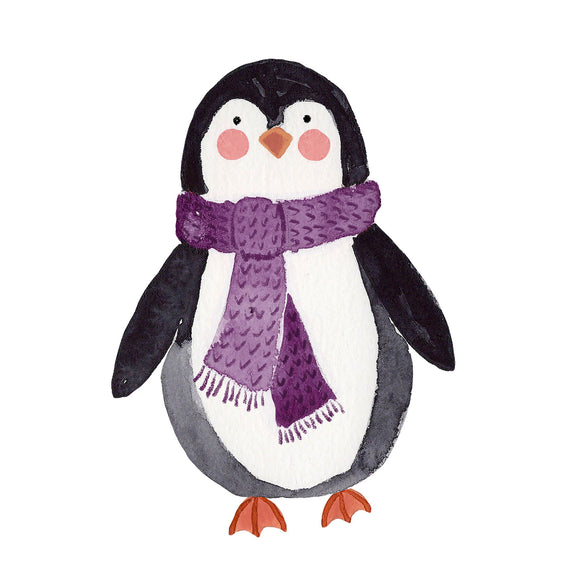 Penguin - Purple Scarf - DTF Transfer/Iron On or Heat Press