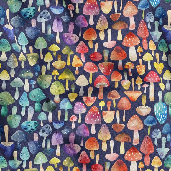 PREORDER - Rainbow Mushrooms - Organic Cotton/Spandex Euro Knit Jersey