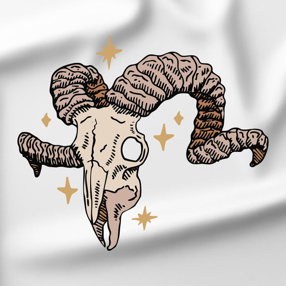 Ram Skull - DTF Transfer/Iron On or Heat Press