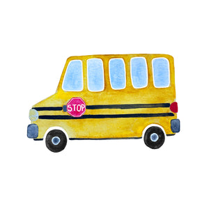 Watercolor School Bus - DTF Transfer/Iron On or Heat Press