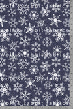 Snowflakes - Dark Blue - Organic Cotton/Spandex FRENCH TERRY