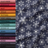 Snowflakes - Dark Blue -  Organic Cotton/Spandex JERSEY