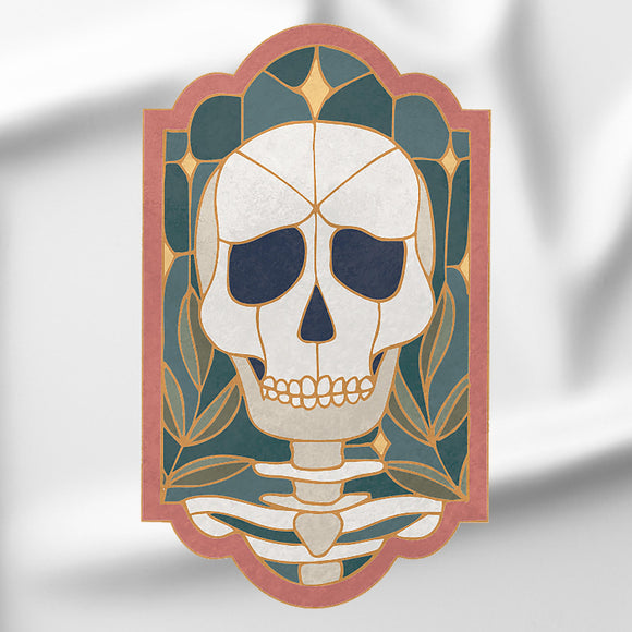 Stained Glass Skull - DTF Transfer/Iron On or Heat Press