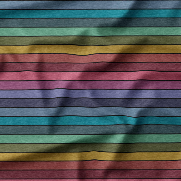 Vibrant Heathered Stripes - Organic Cotton/Spandex Euro Knit Jersey