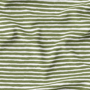Watercolor Mini Stripes - LEAF - Organic Cotton/Spandex Euro Knit Jersey