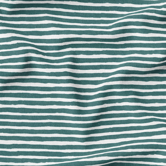 Watercolor Mini Stripes - SPRUCE - Organic Cotton/Spandex Euro Knit Jersey