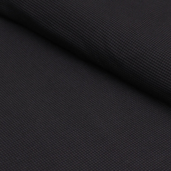 BLACK - WAFFLE - Organic Cotton/Spandex Euro Knit