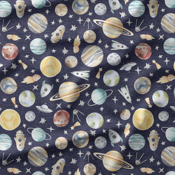 Watercolor Space - Organic Cotton/Spandex Euro Knit Jersey