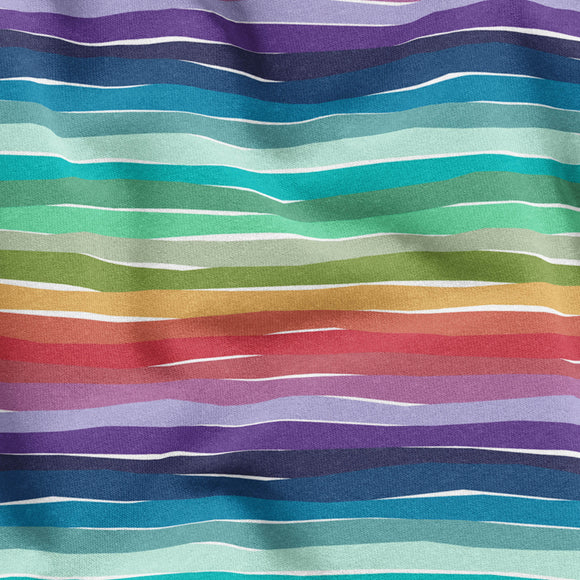 PREORDER - Wavy Rainbow Stripes - Organic Cotton/Spandex Euro Knit Jersey