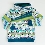 Pandas & Cool Tone Stripes - Organic Cotton/Spandex Euro Knit Jersey