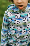 Pandas & Cool Tone Stripes - Organic Cotton/Spandex Euro Knit Jersey