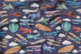 Aircraft - Dark Blue - Organic Cotton/Spandex Euro Knit Jersey