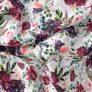 Burgundy Floral - RECYCLED Swim Fabric