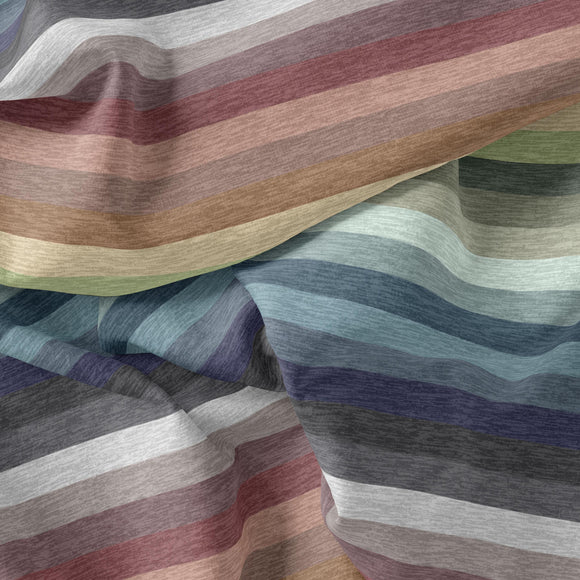 Heathered Rainbow Stripes - RECYCLED Swim Fabric