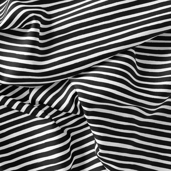 Marker Stripes - Black - RECYCLED Swim Fabric