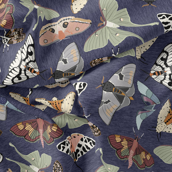 Moths - Navy - RECYCLED Swim Fabric