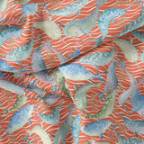Narwhals - Orange - RECYCLED Swim Fabric